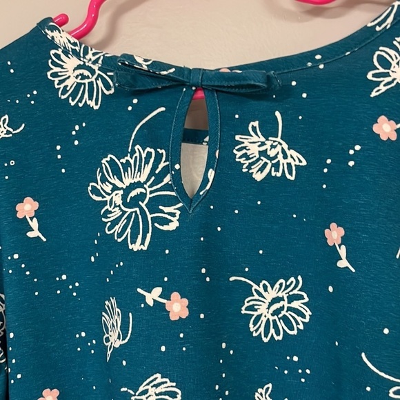 Hanna Andersson Girls Long Sleeve Tee , 10, NWOT, dark turquoise with flowers - Picture 6 of 7